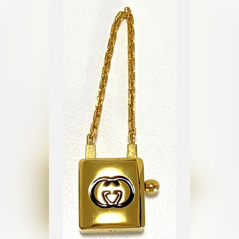 GUCCI Vintage Gold Lock Keychain Charm Very Rare
